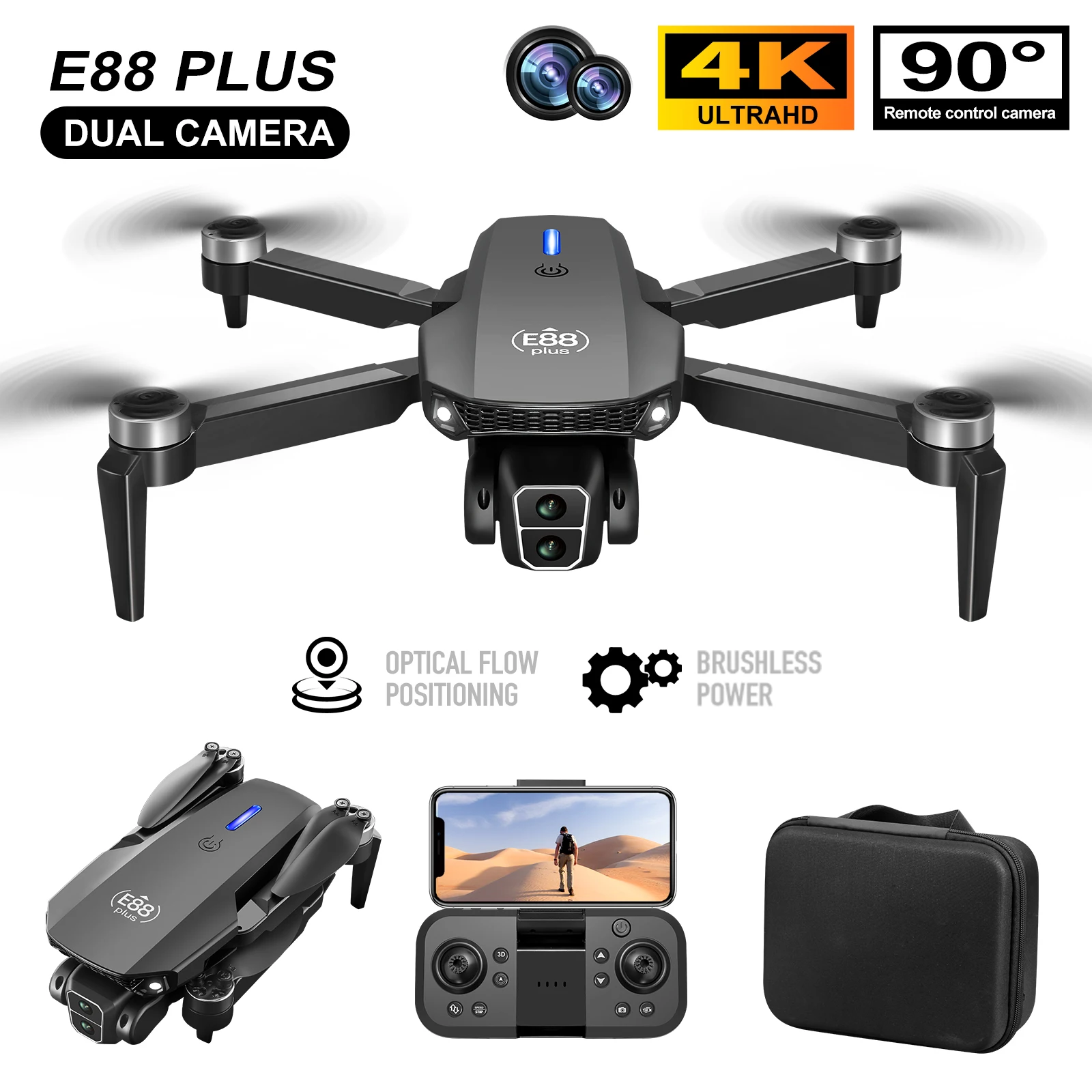 Drone Gimbal Brushless - Nuovo drone quadricottero E88 Plus: 90